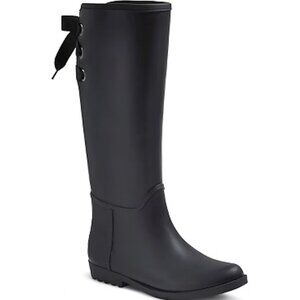 NEW Merona Kyra Black Winter Rain Boots with Lace-Up Design 8